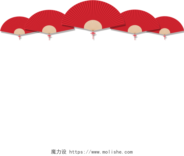 中国风中式红色扇子装饰素材